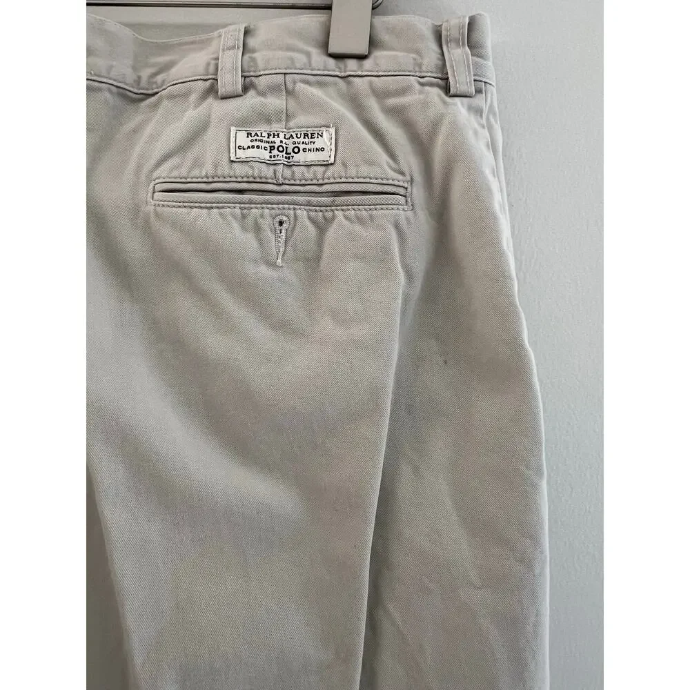Polo Ralph Lauren Flat Front Khaki Chino Casual Golf Shorts Size 38 SG